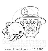 Vector Illustration of Leprechaun Holding Bowling Ball Sports Mascot by AtStockIllustration