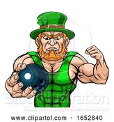 Vector Illustration of Leprechaun Holding Bowling Ball Sports Mascot by AtStockIllustration