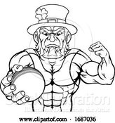 Vector Illustration of Leprechaun Holding Cricket Ball Sports Mascot by AtStockIllustration