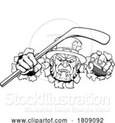 Vector Illustration of Leprechaun Ice Hockey Sports Mascot by AtStockIllustration