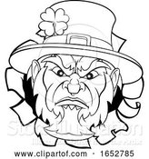 Vector Illustration of Leprechaun Sports Mascot Ripping Background by AtStockIllustration