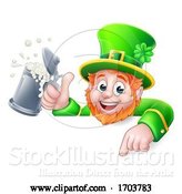 Vector Illustration of Leprechaun St Patricks Day Pointing Drink by AtStockIllustration