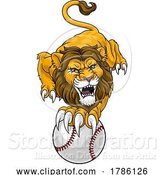 Vector Illustration of Lion Baseball Ball Animal Sports Team Mascot by AtStockIllustration