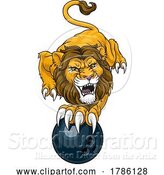 Vector Illustration of Lion Bowling Ball Animal Sports Team Mascot by AtStockIllustration