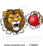 Vector Illustration of Lion Cricket Ball Animal Sports Team Mascot by AtStockIllustration