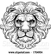 Vector Illustration of Lion Leo Fierce Lions Head Woodcut Animal Icon by AtStockIllustration