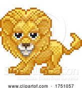 Vector Illustration of Lion Pixel Art Video Game Mascot by AtStockIllustration