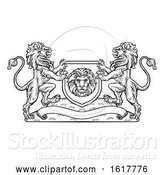 Vector Illustration of Lions Heraldic Crest Coat of Arms Shield Emblem by AtStockIllustration