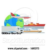 Vector Illustration of Logistic Transport Globe Cargo Freight Concept by AtStockIllustration