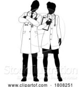 Vector Illustration of Male and Female Doctors Guy and Lady Silhouette by AtStockIllustration