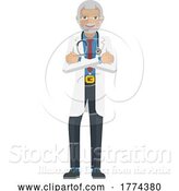 Vector Illustration of Mature Medical Doctor Mascot by AtStockIllustration