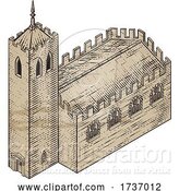 Vector Illustration of Medieval Building Map Icon Vintage Illustration by AtStockIllustration