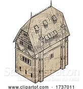 Vector Illustration of Medieval Building Map Icon Vintage Illustration by AtStockIllustration