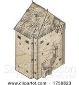 Vector Illustration of Medieval Building Map Icon Vintage Illustration by AtStockIllustration