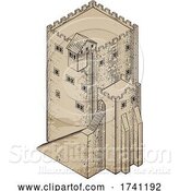 Vector Illustration of Medieval Building Map Icon Vintage Illustration by AtStockIllustration