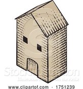 Vector Illustration of Medieval Building Map Icon Vintage Illustration by AtStockIllustration