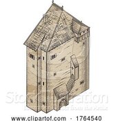 Vector Illustration of Medieval Building Map Icon Vintage Illustration by AtStockIllustration