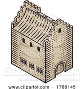 Vector Illustration of Medieval Building Map Icon Vintage Illustration by AtStockIllustration