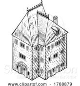 Vector Illustration of Medieval Building Map Icon Vintage Illustration by AtStockIllustration