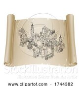 Vector Illustration of Medieval Town Map Scroll Vintage Illustration by AtStockIllustration