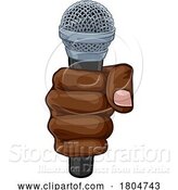 Vector Illustration of Microphone Fist Hand Comic Book Pop Art by AtStockIllustration