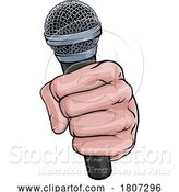 Vector Illustration of Microphone Fist Hand Comic Book Pop Art by AtStockIllustration