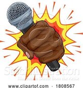 Vector Illustration of Microphone Fist Hand Explosion Pop Art by AtStockIllustration