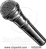 Vector Illustration of Microphone Vintage Woodcut Engraved Style by AtStockIllustration