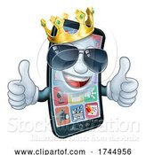 Vector Illustration of Mobile Phone Cool King Thumbs up Mascot by AtStockIllustration