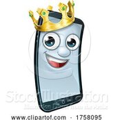 Vector Illustration of Mobile Phone King Crown Mascot by AtStockIllustration