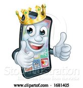 Vector Illustration of Mobile Phone King Crown Thumbs up Mascot by AtStockIllustration