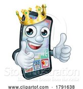 Vector Illustration of Mobile Phone King Crown Thumbs up Mascot by AtStockIllustration