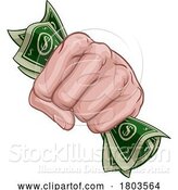 Vector Illustration of Money Cash Fist Hand Comic Pop Art by AtStockIllustration
