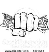 Vector Illustration of Money Fist Hand Holding Dollars Full of Cash by AtStockIllustration