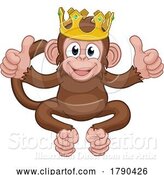 Vector Illustration of Monkey King Crown Animal Giving Thumbs up by AtStockIllustration