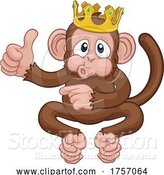 Vector Illustration of Monkey King Crown Thumbs up Pointing by AtStockIllustration