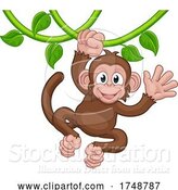 Vector Illustration of Monkey Singing on Jungle Vines Waving by AtStockIllustration