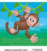 Vector Illustration of Monkey Singing on Jungle Vines Waving by AtStockIllustration