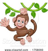 Vector Illustration of Monkey Singing on Jungle Vines Waving by AtStockIllustration