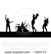 Vector Illustration of Music Band Concert Silhouettes by AtStockIllustration