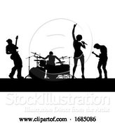 Vector Illustration of Music Band Concert Silhouettes by AtStockIllustration