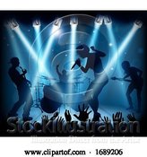 Vector Illustration of Music Concert Band Stage Silhouettes by AtStockIllustration