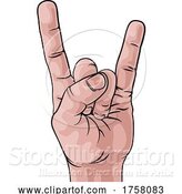 Vector Illustration of Music Heavy Metal Rock Hand Sign Pop Art by AtStockIllustration