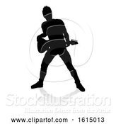 Vector Illustration of Musician Guitarist Silhouette, on a White Background by AtStockIllustration