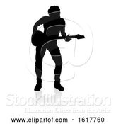 Vector Illustration of Musician Guitarist Silhouette, on a White Background by AtStockIllustration