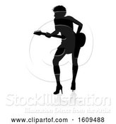 Vector Illustration of Musician Guitarist Silhouette, with a Reflection or Shadow, on a White Background by AtStockIllustration