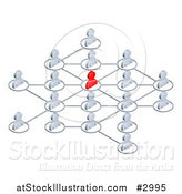 Vector Illustration of Networked 3d Avatar People Connected to a Red Person in the Center by AtStockIllustration