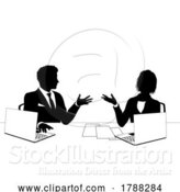 Vector Illustration of News Anchors Business People at Desk Silhouette by AtStockIllustration