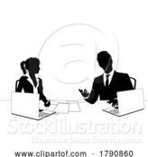 Vector Illustration of News Anchors Business People at Desk Silhouette by AtStockIllustration