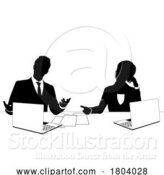 Vector Illustration of News Anchors Business People at Desk Silhouette by AtStockIllustration